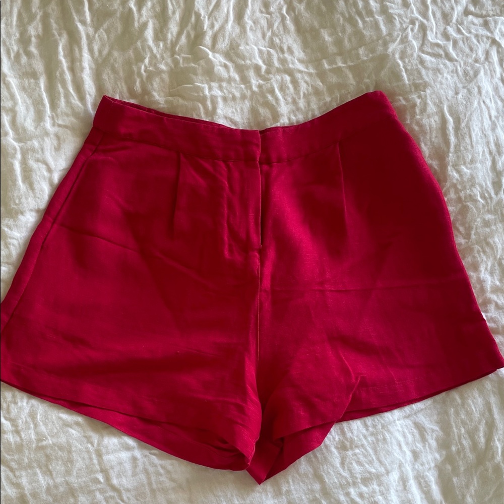 Rails High Waist Red Linen Shorts